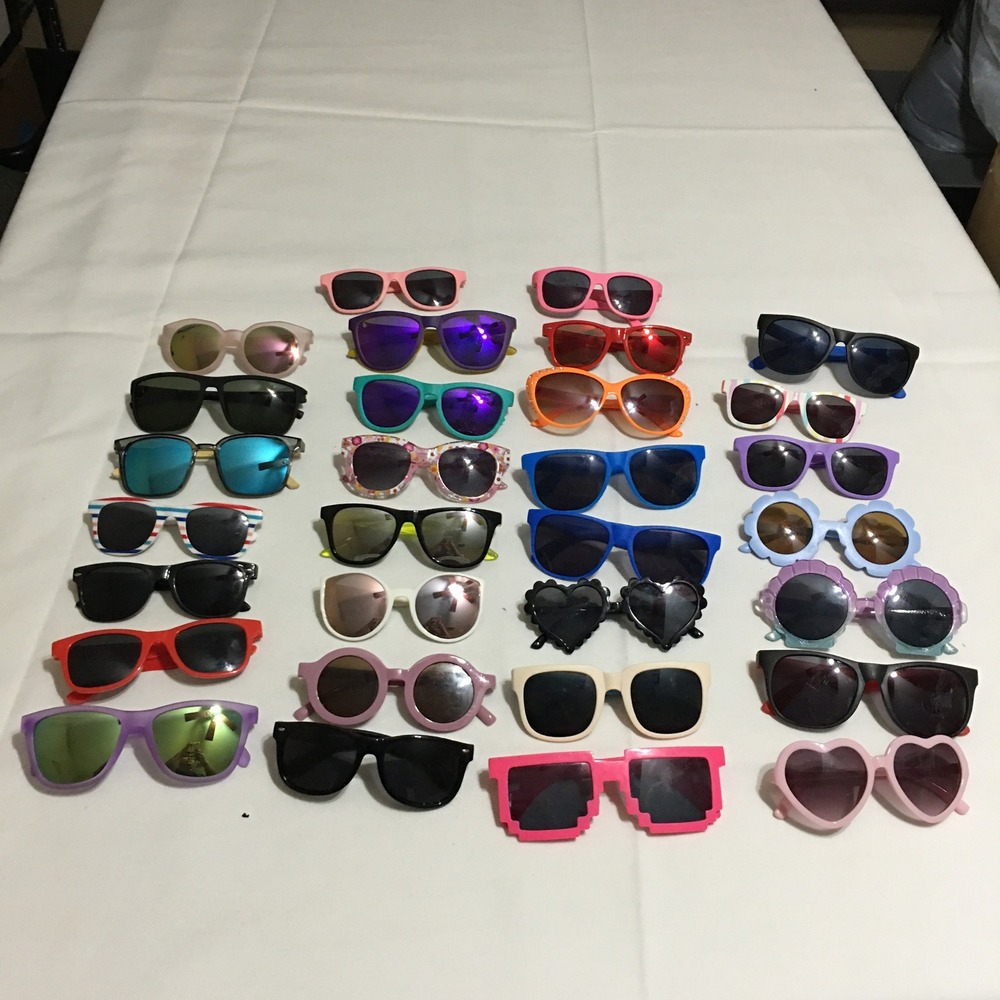 Lot of 30 Sunglasses Kids Adult Unisex Multicolor Heart Flower Pixel Novelty Fun